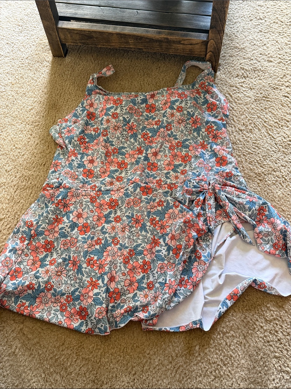 Floral Coral & Teal One-Piece Swimdress